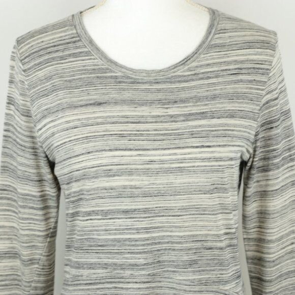 Toad&Co Imogene Fluid Tunic Women's Medium Black Cream Peplum Knit Blouse - Picture 3 of 8